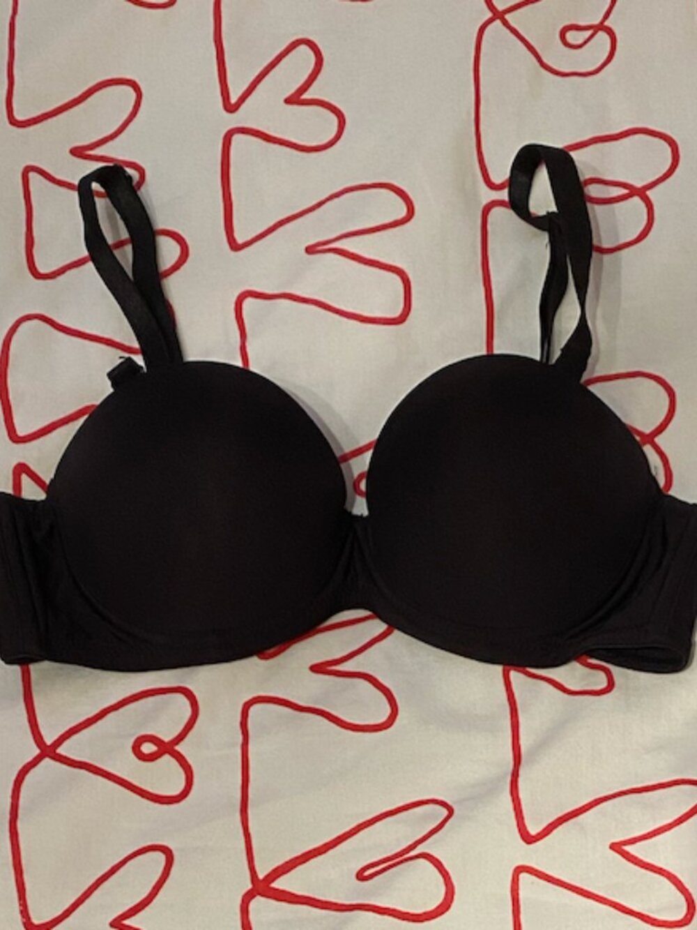 Triumph Endearing Lace Black Convertible Strapless Extra Push Up Bra 34A